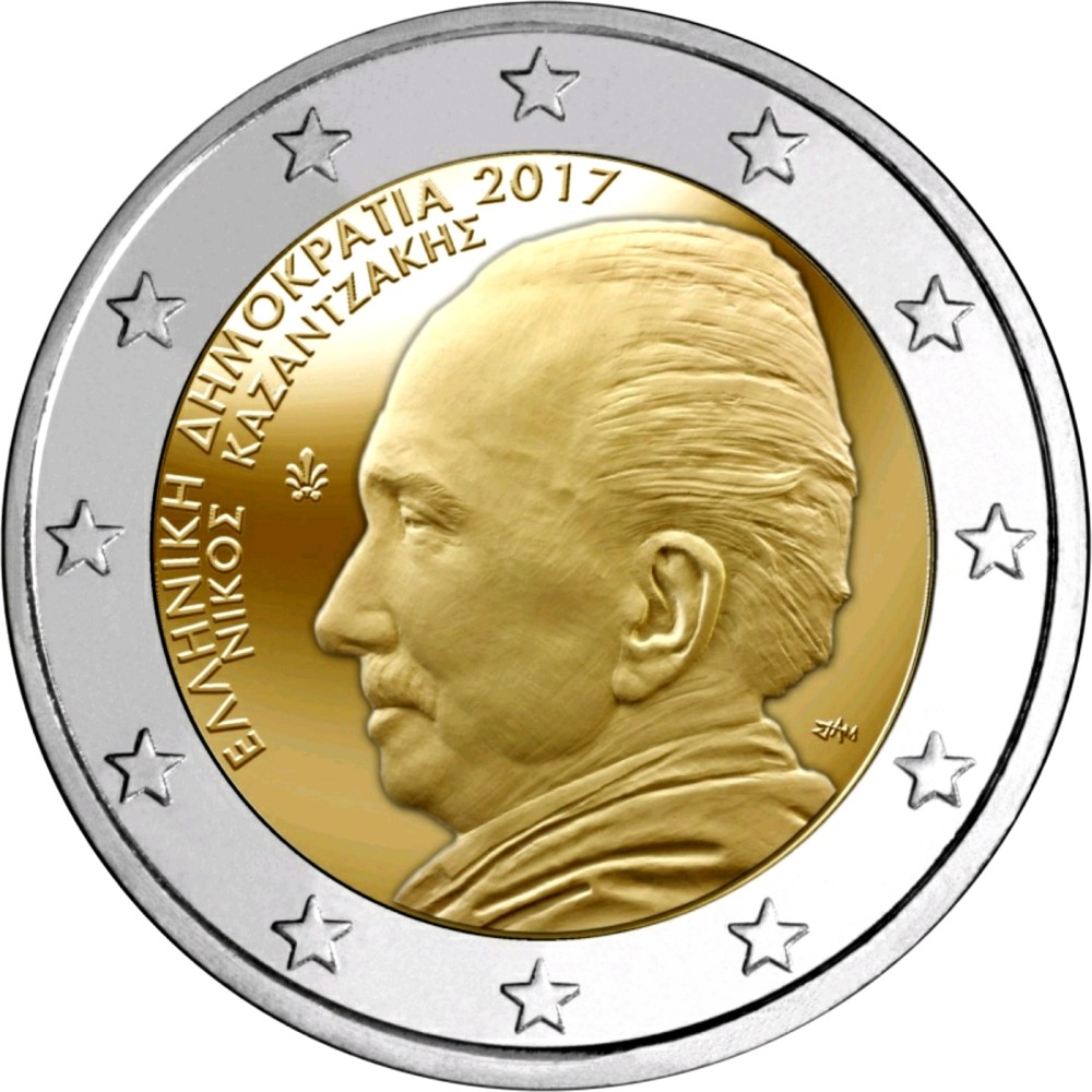Grieķija, 2 eiro piemiņas monēta '60 gadi kopš rakstnieka Nika Kazandzakisa nāves', 2017. g.