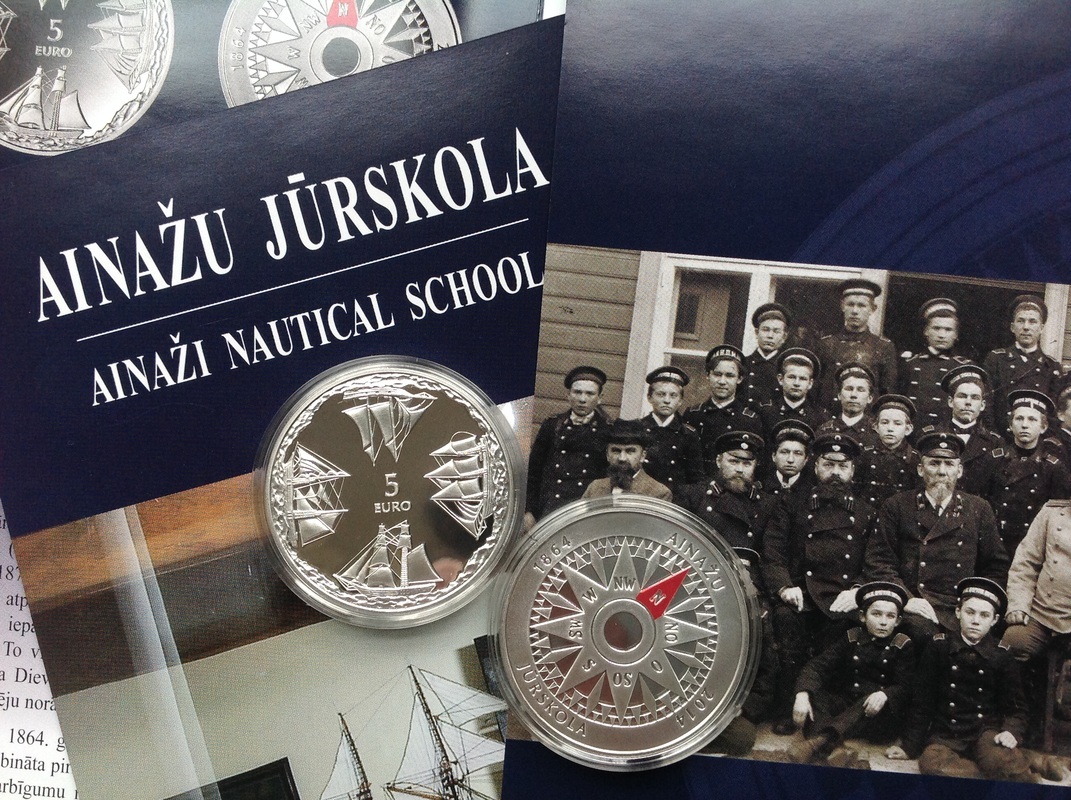 Latvijas 5 eiro Ainažu jūrskola