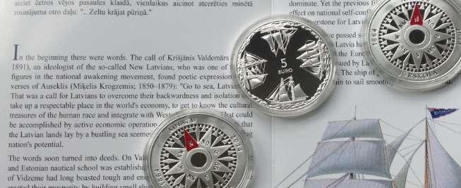 Kas notiek ar cenam uz Latvijas 5 eiro 'Ainažu Jūrskola' monētas?