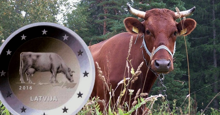 Latvijas 2 eiro monēta 'Latvijas brūna' (Gotiņa) tiks izlaista tuvāko mēnešu laikā.