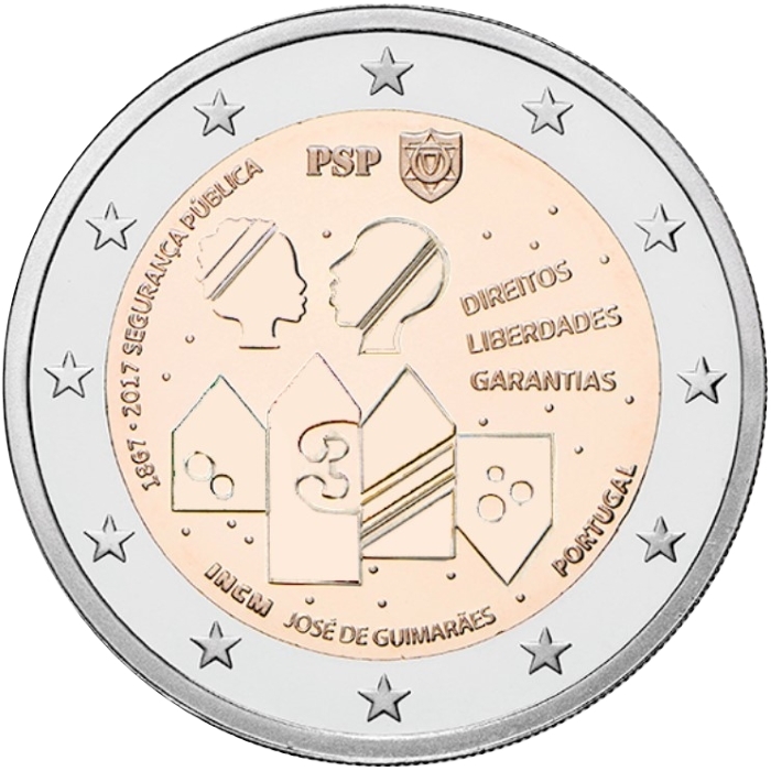 Portugāle, 2 eiro piemiņas monēta 'Sabiedriskās drošības 150 gadi', 2017. gads